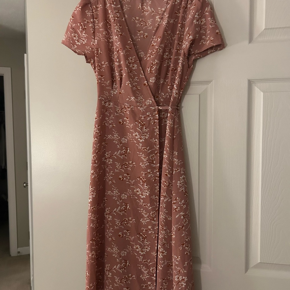 Floral Midi Dress in Dusty Rose